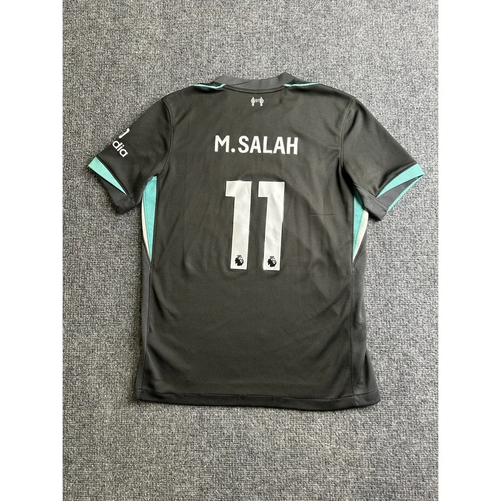 Boys Nike 2024-25 Liverpool M. Salah #11 Soccer Jersey Black, Size L 12-13 Years